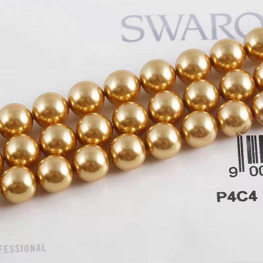 Swarovski Pearl genuine 5810-306 Bright Gold Round Pearls Swarovski Beads for Jewelry Making Supplies