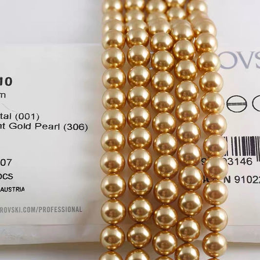 Swarovski Pearl genuine 5810-306 Bright Gold Round Pearls Swarovski Beads for Jewelry Making Supplies