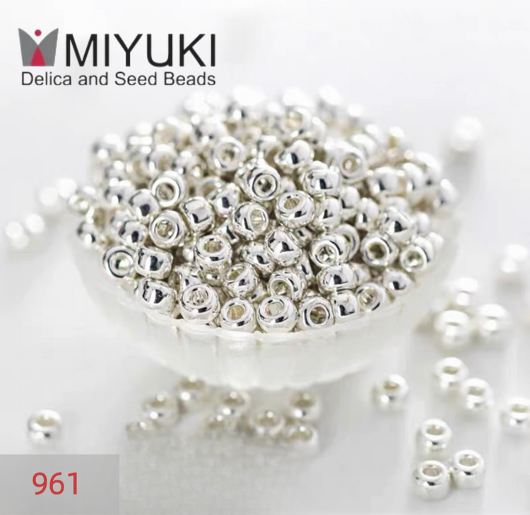 Silver Miyuki Round Beads 961 - 11/0 & 15/0 for DIY Beading & Jewelry Making