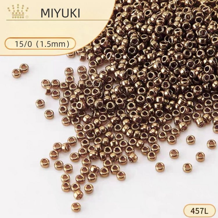 MIYUKI SEED BEADS –15/0 11/0 8/0 – METALLIC LIGHT BRONZE – COLOUR 457L Beading DIY