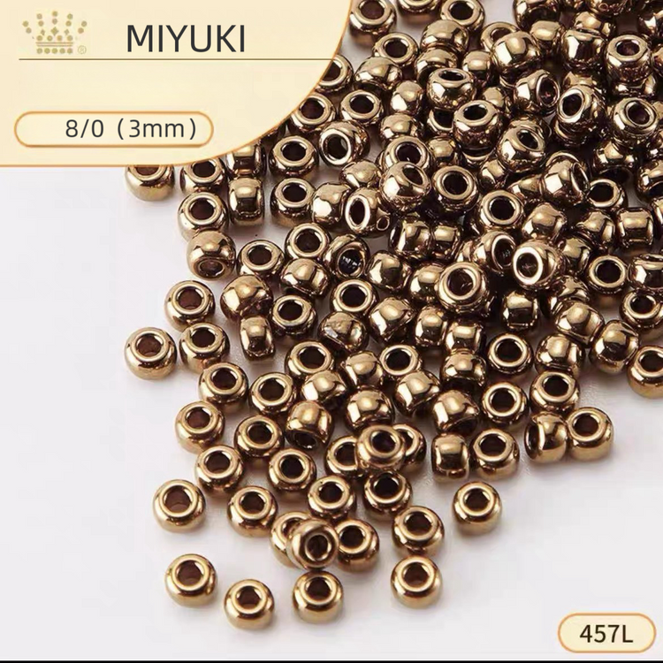 MIYUKI SEED BEADS –15/0 11/0 8/0 – METALLIC LIGHT BRONZE – COLOUR 457L Beading DIY