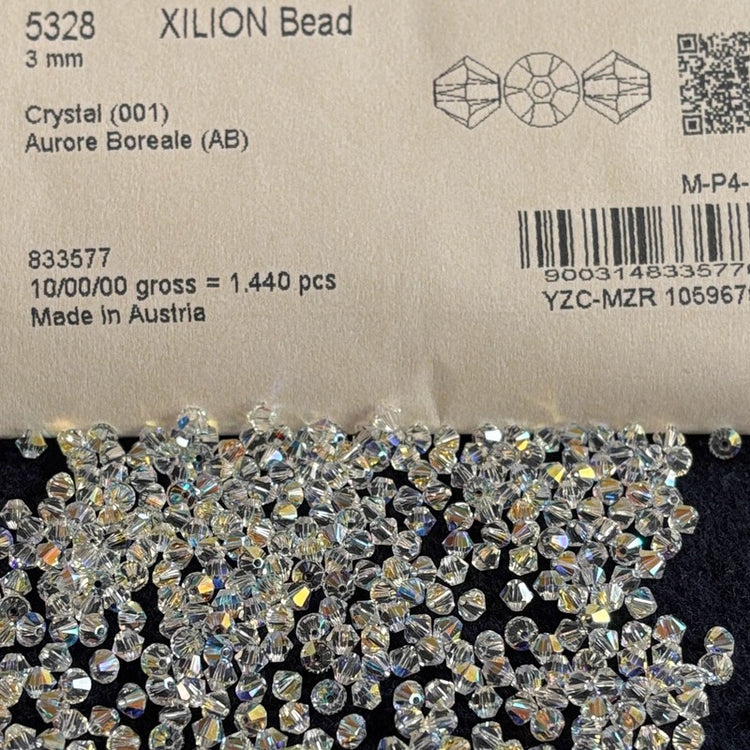 Swarovski 5328 Xilion Bicone Beads 001 Crystal 3mm/4mmSwarovski Beads for Jewelry Making Supplies