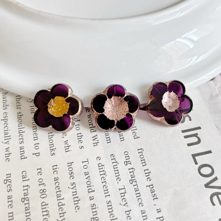 Czech Hibiscus Flower 21mm Transparent Amethyst Beads for DIY Bracelet Necklace Earrings Jewelry Accessories