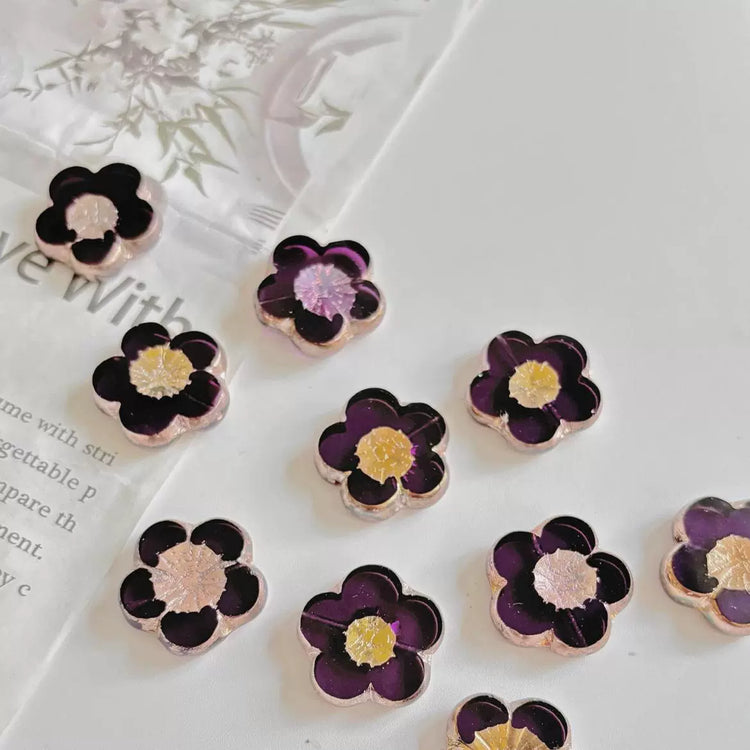 Czech Hibiscus Flower 21mm Transparent Amethyst Beads for DIY Bracelet Necklace Earrings Jewelry Accessories