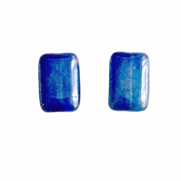 Blue Czech Rectangle Glass Beads12x8mm- Vintage Style DIY Jewelry Supplies for Bracelets, Necklaces, Earrings