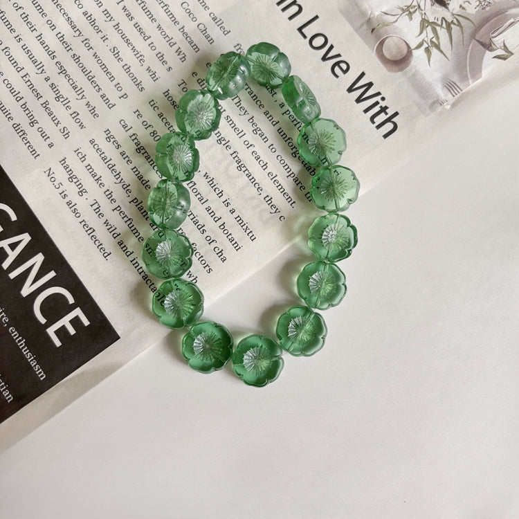 Czech Glass Hawaiian Flower Beads 16mm in Transparent Green - DIY Bracelet, Necklace & Earring Supplies, Handmade Jewelry Components