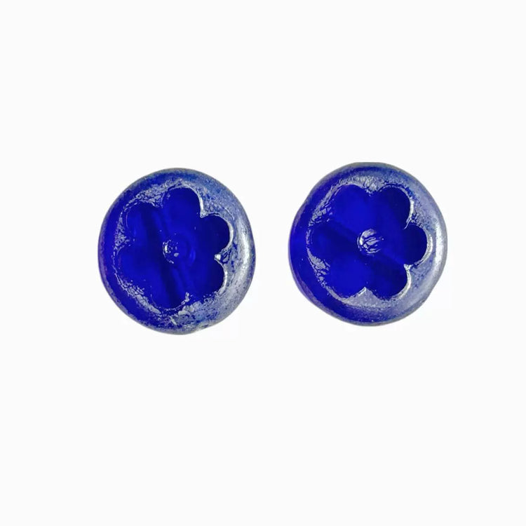 17mm Czech Glass Beads - Transparent Klein Blue with Shiny Cream Finish for DIY Jewelry | Bracelets, Necklaces, Earrings