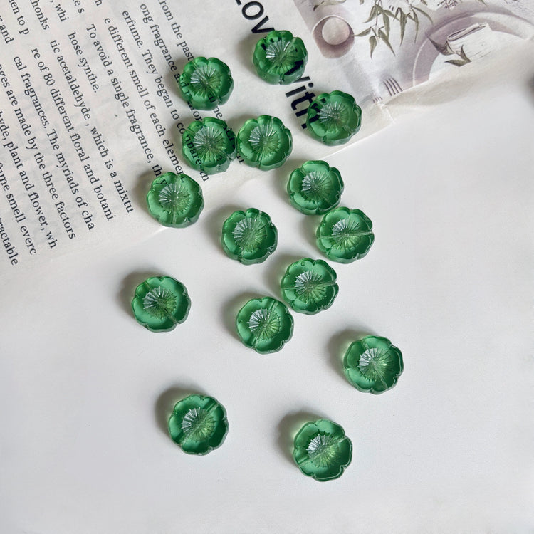 Czech Glass Hawaiian Flower Beads 16mm in Transparent Green - DIY Bracelet, Necklace & Earring Supplies, Handmade Jewelry Components