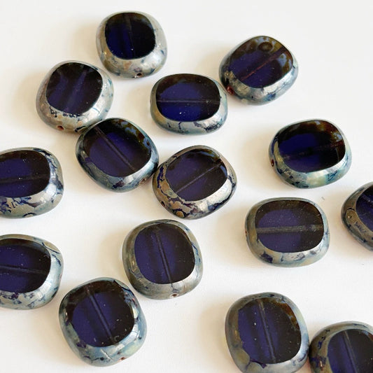 Czech Candy Beads 17x16mm Transparent Dark Blue Glass for DIY Bracelets, Necklaces, Earrings & Jewelry Accessories