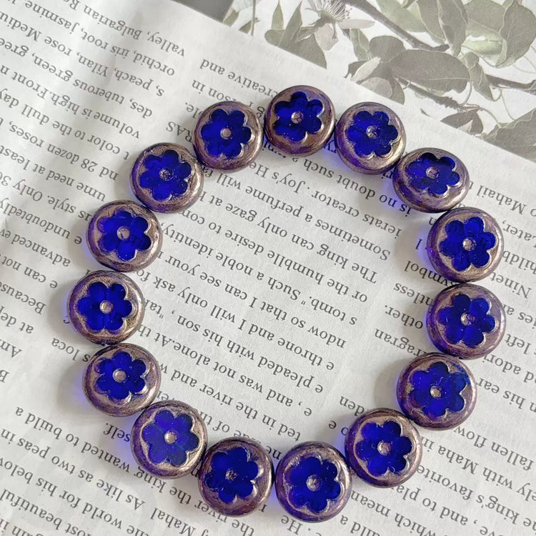 Czech 17mm Transparent Klein Blue Glass Beads with Metallic Edge for DIY Bracelets, Necklaces, Earrings & Jewelry Accessories