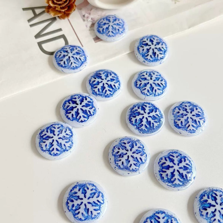 Czech 21x21mm Snowflake Convex Round AB Beads with Opal Finish for DIY Bracelets, Necklaces, Earrings & Jewelry