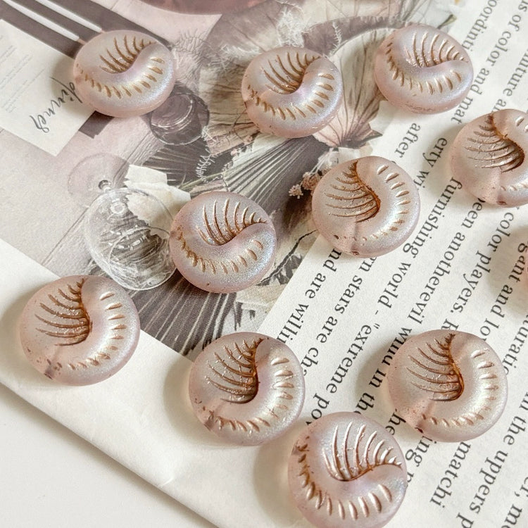 Czech 19mm Fossil Coin Beads in Pink Matte, Double-Sided for DIY Bracelets, Necklaces, Earrings & Jewelry