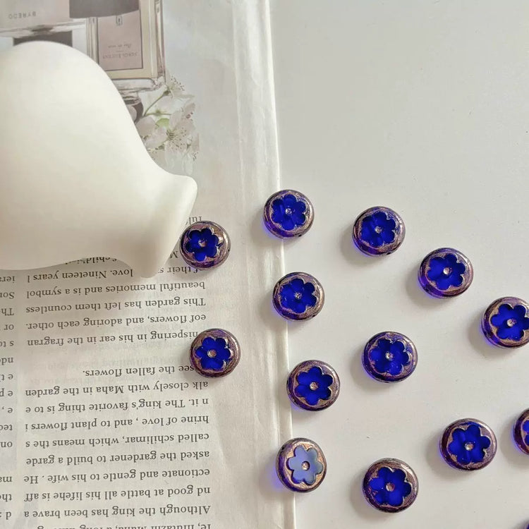 Czech 17mm Transparent Klein Blue Glass Beads with Metallic Edge for DIY Bracelets, Necklaces, Earrings & Jewelry Accessories